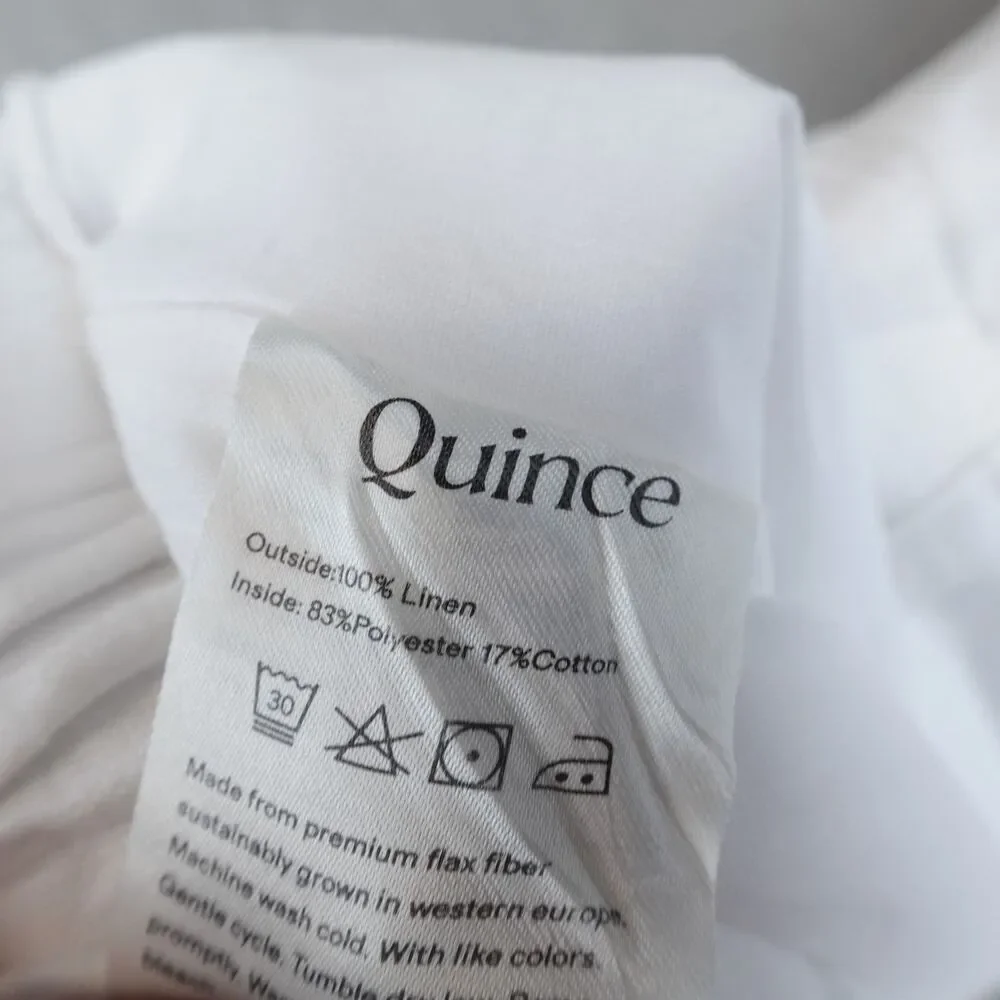 Quince Trouser 100% European Linen Pleated Women Sz 10 White Flax Coastal Beach